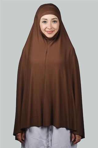 Altobeh Hazır Türban Peçeli Pratik Eşarp Tesettür Nikaplı Hijab - Namaz Örtüsü Sufle (5XL) - Çikolata