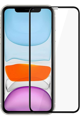 Apple Uyumlu   iPhone 11 Siyah 5D Tam Kaplayan Ekran Koruyucu Cam