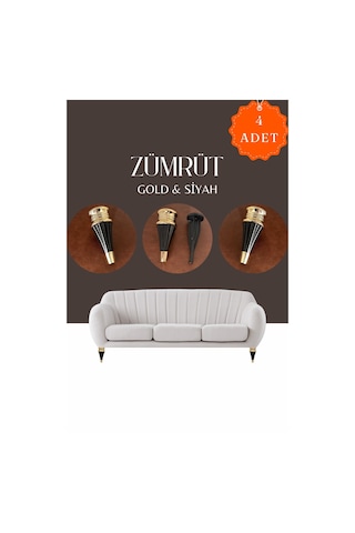 Zümrüt Gold Siyah Mobilya Koltuk Ayağı Chester Komidin Tv Ünitesi Vestiyer Ayağı 17 Cm 4 Adet