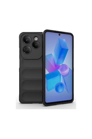 İnfinix Hot 40 Pro Kılıf Esnek Tpu Oyuklu Arka Yüzey Tasarımlı Hptk Etnik Silikon Kapak - Siyah Siyah