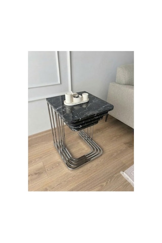 4'lü Tekerlekli Sehpa Krom Carrara Çok Renkli
