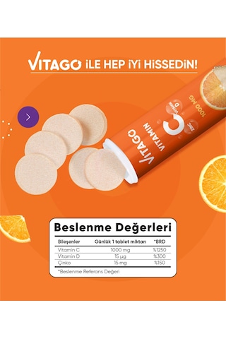 Vitago Vitamin C Vitamin D Çinko 20 Tablet