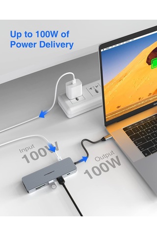 Usb C Hub, 4k Hdmı Bağlantı Noktalı 9'unda 1 Arada Yerleştirme İstasyonu Tipi C Hub, 3 Usb 3.0 Bağlantı Noktası