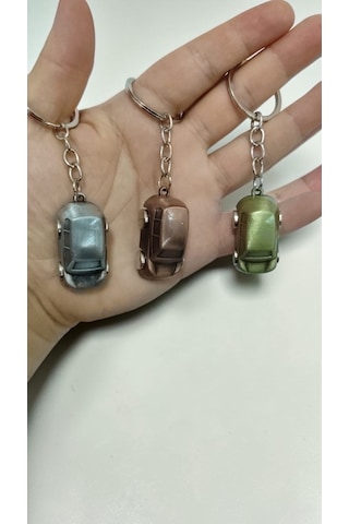 3 Lü Minik Metal Araba Anahtarlık Tekerlekleri Döner