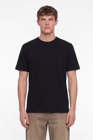 Sabri Özel Erkek Siyah Normal Kesim Regular FitPamuk Dokuma Bisiklet Yaka Basic T-shirt