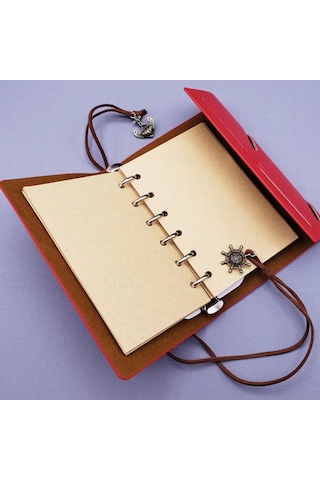 Kenpazar Küçük Boy Pusula Baskılı Deri Defter Çok Renkli