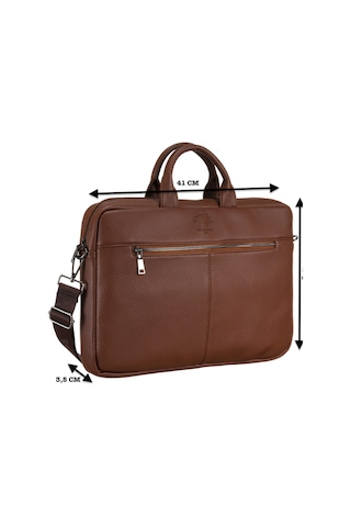 Westpolo Vegan Deri Unisex Laptop, Evrak Çantası - 6063 Taba
