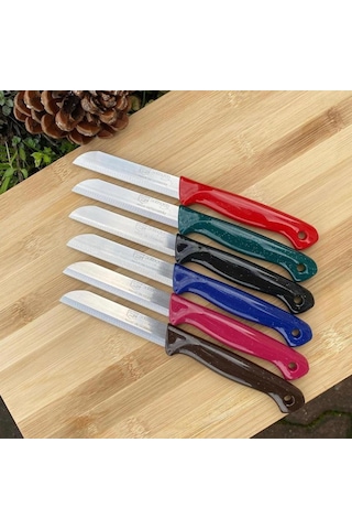 Solingen Simli Tırtıklı Sebze Meyve Bıçağı 6 Adet Karışık Renk
