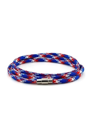 Paracord Üç Sira Dolama Mavi Kirmizi Beyaz Erkek Bileklik Bt411 Çok Renkli