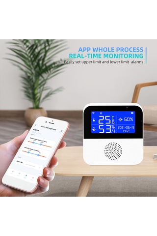 Maiyame Wi-fi Isı Ve Nem Dedektörü, 2.9 İnç Lcd Geri Aydınlatma, Zaman/tarih Gösterimi, Usb Şarj, As90w Modeli Sıcaklık Kablosu Yok