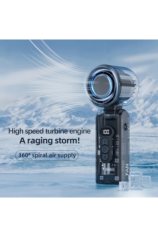 Xuweiwei Şeffaf Siyah Şeffaf Katlanabilir El Tipi Buz Paketi Fanı Soğutma Aydınlatma 100 Ayarlanabilir Hız Usb Şarj Lityum Pil İç Dış Mekan