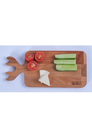 İroko L Doğal Kayın Ahşap Balık Şekilli Kesme Tahtası 30x13,5 Cm Premium El Yapımı, Mutfak Tahtası Ahşap