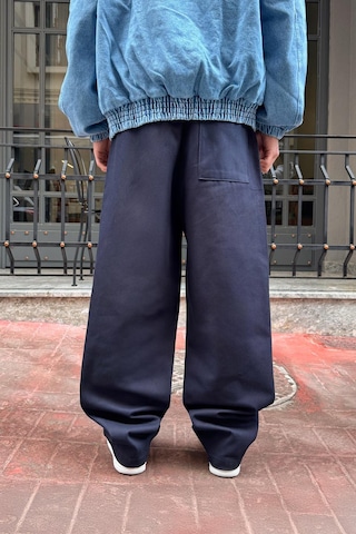 Flaw Bel Lastikli Baggy Gabardin Pantolon Lacivert Lacivert