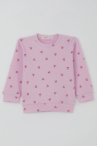 Breeze Kız Bebek Pijama Takımı Omuzdan Patlı Kiraz Desenli 4 Ay-1 Yaş, Pembe Pembe