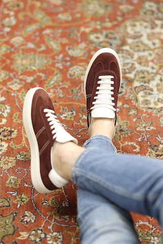 Shoetyle - Koyu Kahverengi Hakiki Süet Bağcıklı Erkek Sneaker 666-3071-1248 Kahve Rengi
