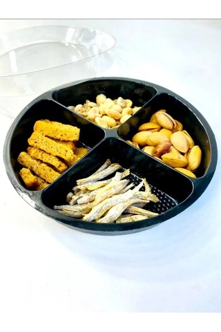 Tpt Kapaklı Tek Kullanımlık Plastik Bölmeli Tabak, Çap 15 Cm, 10 Adet 144640133 100 adet