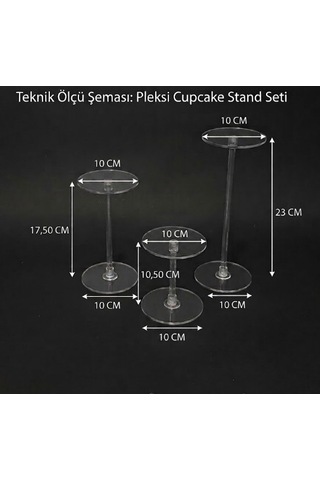 Şeffaf Pleksi 3'Lü Yuvarlak Cupcake Standı