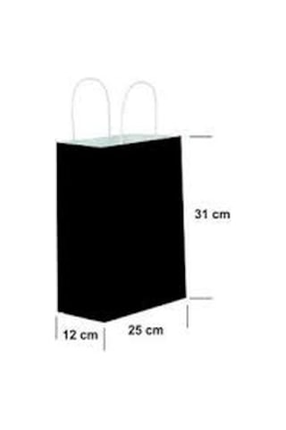 Burgu Saplı Siyah Kağıt Çanta 25x12x31 Cm 25 Li