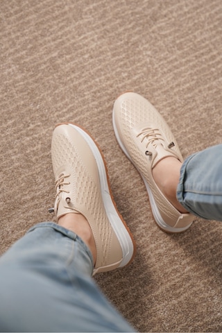 Daxtors D0155 Günlük Ortopedik Kadın Sneaker Spor Ayakkabı Bej