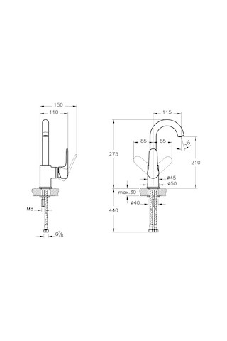 VitrA Root Round Döner Borulu Lavabo Bataryası Fırçalı Nikel A4275434