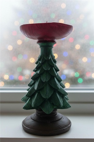 Yılbaşı Ağacı Formlu Seramik Mumluk