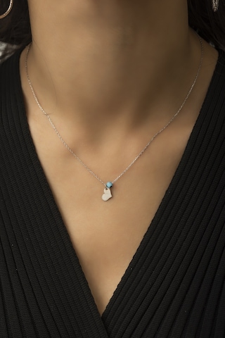 Papatya Silver 925 Ayar Nazar Boncuklu Gümüş Kalp Kolye