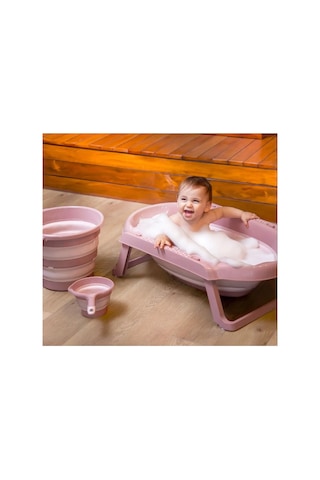 Babyjem Katlanır Bebek Banyo Küvet Seti 3 Parça Somon