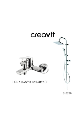 Creavit Luna LN2500 Banyo Bataryası + SH630 Kare Tepe Duş Sistemi Krom
