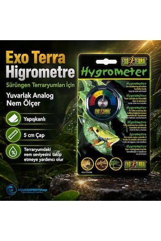 Sürüngen Terraryumları İçin Yuvarlak Analog Nem Ölçer Higrometre - Yapışkanlı - 5 Cm