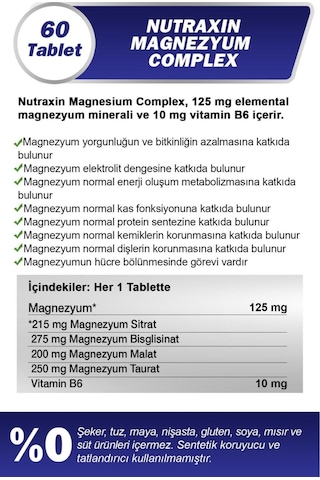 Magnezyum Complex 60 Tablet 2 Adet