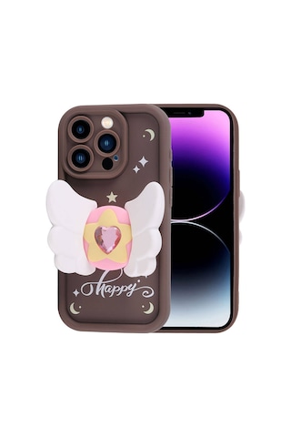 Apple Uyumlu iPhone 14 Pro Max Uyumlu Kılıf Kamera Korumalı Figür Tasarımlı Zore Kapya Kapak-koyu Kahve Koyu Kahve -