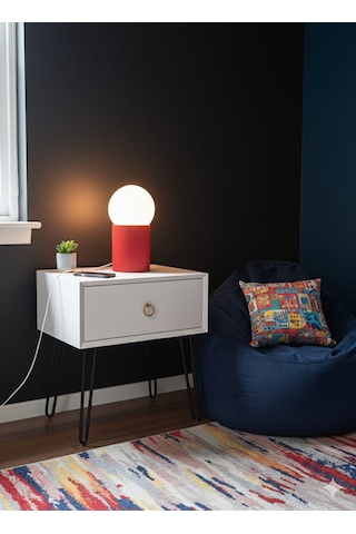 Modern Tasarım Makrome İp Abajur Dekoratif Lamba Abajur Masa Lambası Glop Cam Abajur Kırmızı Kırmızı