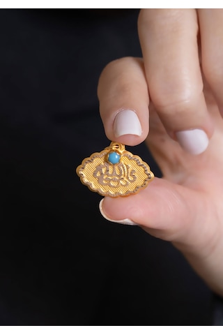 14 Ayar Altın Maşallah Kolye Ucu 1,8 Cm Sarı Altın