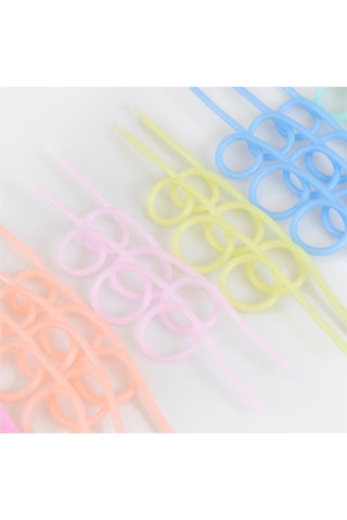 Meri Meri - Pastel Loopy Candles - Pastel Renk Kıvrımlı Mumlar - 16 Adet Çok Renkli