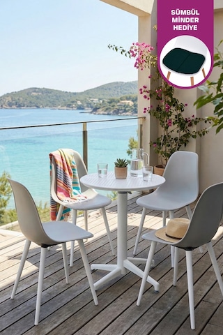 Vilinze Tilia Plastik Bahçe Balkon Bistro Seti Katlanır Masa 60 60 Cm 1+4 Set Gri