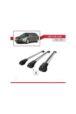 Audi A4 B6 Avant 2002-2004 Arası İle Uyumlu Ace-1 Ara Atkı Tavan Barı Gri 3 Adet Bar