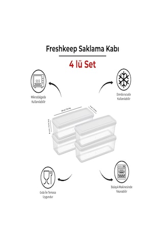 4'lü Saklama Kabı 1,3 Litre Derin Dondurucu Mikrodalga Uyumlu Ekru