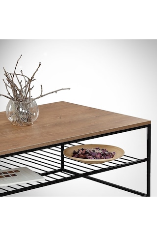 Etna Orta Sehpa Metal & Orta Masa Kafkas Meşe/Metal Ayaklı Sehpa