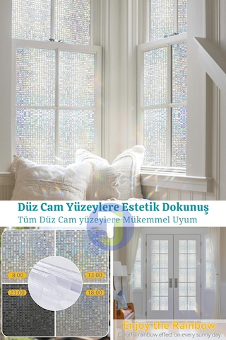 Technojet Statik Buzlu Desenli Cam Kaplama Filmi Duşa Kabin Ofis Balkon Dekorasyon Folyo 60cmx100cm Tk2016