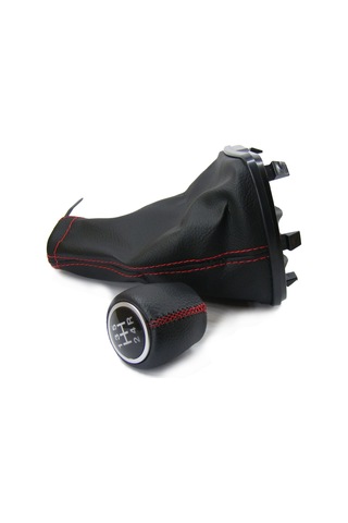 Fiat Linea-punto Deri Vites Topuzu Ve Körüğü Takım Kırmızı Dikişli Siyah