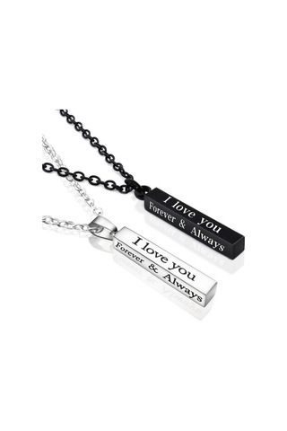 Paslanmaz Çelik Kolye Kolye Dilek Ayağı Siyah Gümüş Sütun Kolye Çiftler İçin Sevgililer Günü Hediyesi Siyah