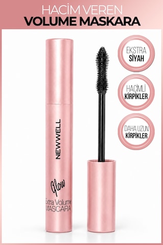 New Well Glow Extra Volume Mascara Ekstra Hacim Veren Siyah Maskara 8 Ml 000 Black