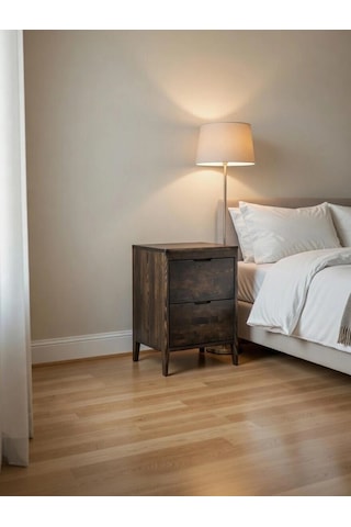Noir Walnut Masif Ahşap Komodin Ceviz
