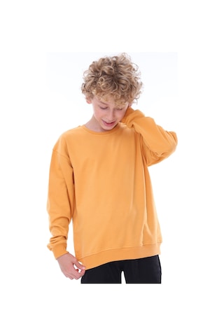 Zuzunga Oversize Unisex Basic Düz Turuncu Renk %100 Pamuk Sweatshirt 2-11 Yaş Turuncu