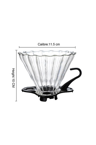 Xindoker Büyük Boylu Isıya Dayanıklı Cam V60 Filtre Kahve Fincanı, Koyu Plastik Tabanlı, Kapağı Var, Logo Özelleştirilebilir El Çekimli Siyah