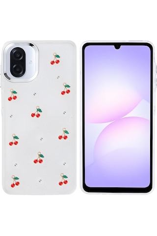 Samsung Uyumlu Galaxy A07 Kılıf Airbag Tasarımlı Simli Şeffaf Zore Kutup Kapak - Fiyonk Fiyonk