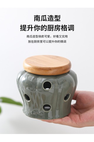 Vkemall Seramik Havalandırmalı Sarımsak Ve Zencefil Saklama Kabı - Mutfak Düzenleyici Diğer