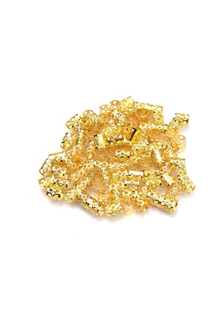 Dofolink Saç Örgüsü Aksesuarı Altın Renkli 100 Adet Demir Bilezikler Saç Süsleri Paketi Altın