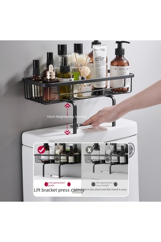 Wezone Danle Marka Duvarlı Tuvalet Depolama Rafı - Alüminyum Malzeme, Delme Olmayan Montaj, Çok Amaçlı Banyo Gereçleri Saklama Siyah, Tek Katmanlı Diğer