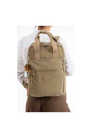 Sanmorris Unisex Suya Dayanıklı Krinkıl Kumaş Çok Gözlü Büyük Boy Renkli Laptop Okul Ve Sırt Çantası Bej 3014 Bej